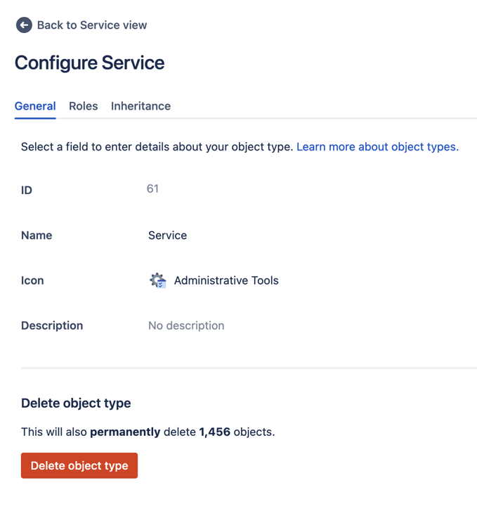 Delete object type in Jira Service Management